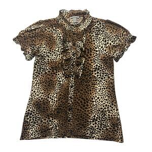 Isabella Rodriguez M Cheetah Print Ruffle Blouse Y2K Mob Wife Whimsygoth